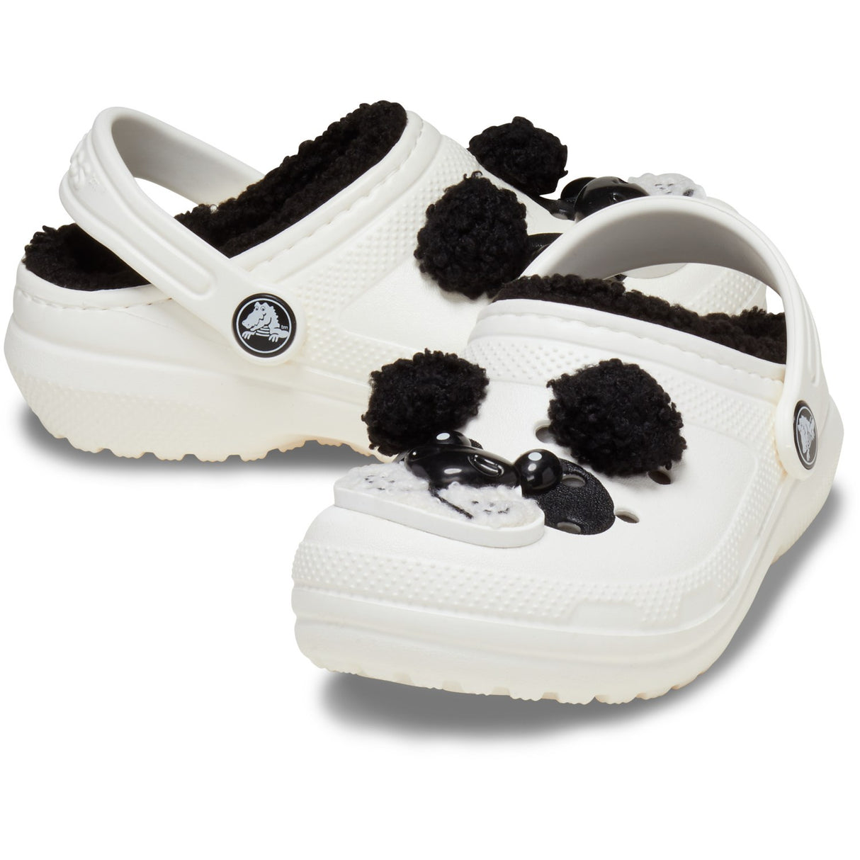 Crocs Chalk/Black Classic Lined IAM Panda Bear Clog K