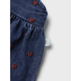 Lil'Atelier Dark Blue Denim Heart Embroidery Liva Loose Denim Skirtall