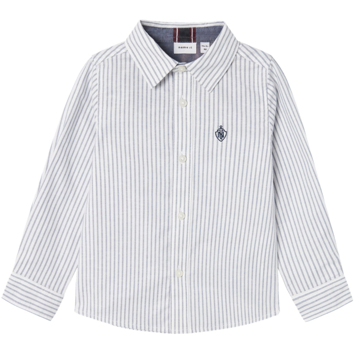 Name It Bright White Thin Stripe - Flint Stone Rekid Shirt