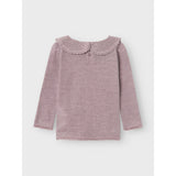 Name It Purple Dove Wang Wool Needle Blouse With Collar