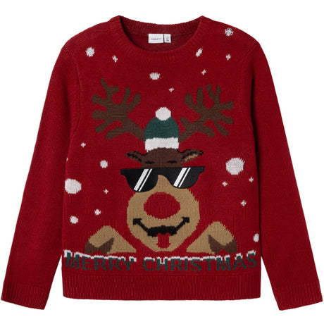 Name It Jester Red Reindeer Rajulle Knit Blouse