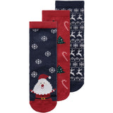 Name It Dark Sapphire Jester Red Richristmas 3-pack Socks