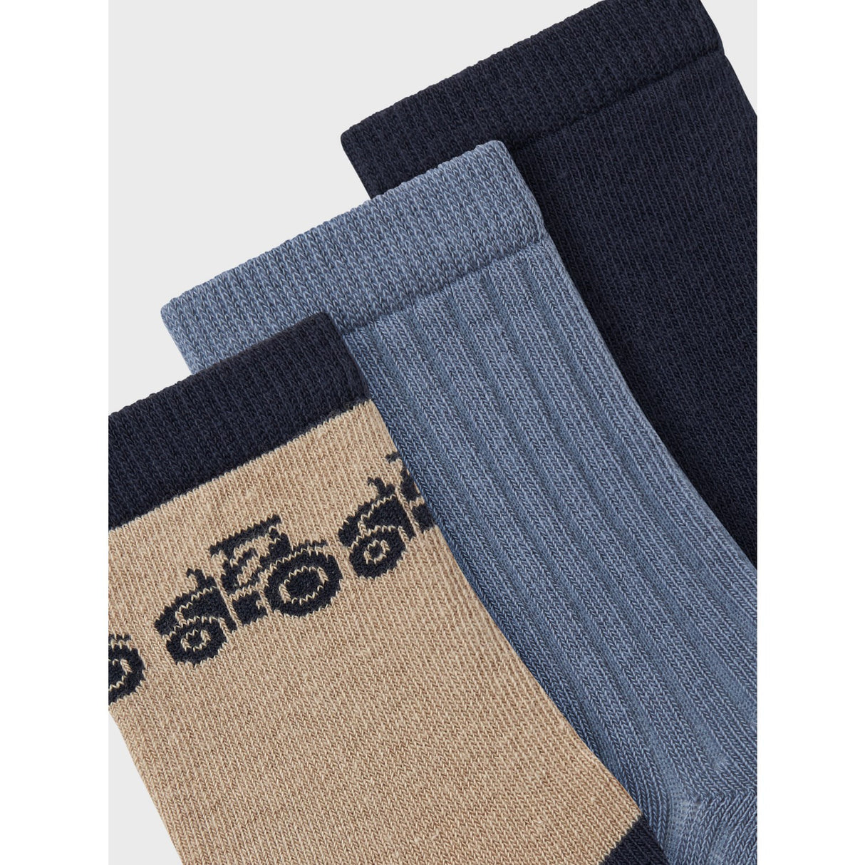 Name It Weathered Teak Dark Sapphire + Flint Stone Rutti 3-pack Socks