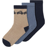 Name It Weathered Teak Dark Sapphire + Flint Stone Rutti 3-pack Socks