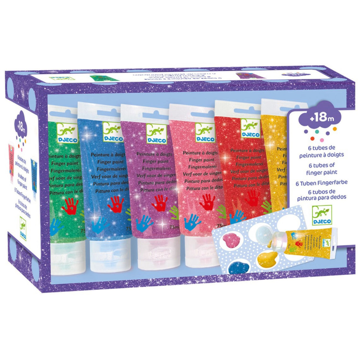 Djeco Peinture A Doigts 6 Finger Paint Glitter