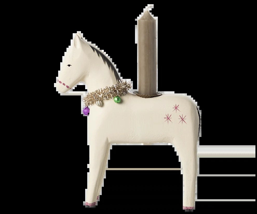 Maileg Wooden candle holder, Large horse