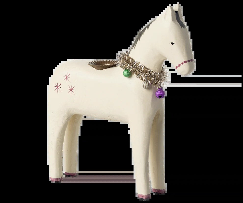 Maileg Wooden candle holder, Large horse