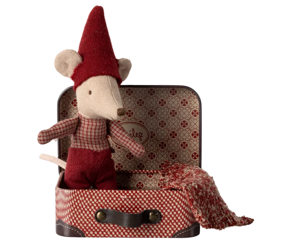 Maileg  Christmas mouse, Baby in suitcase