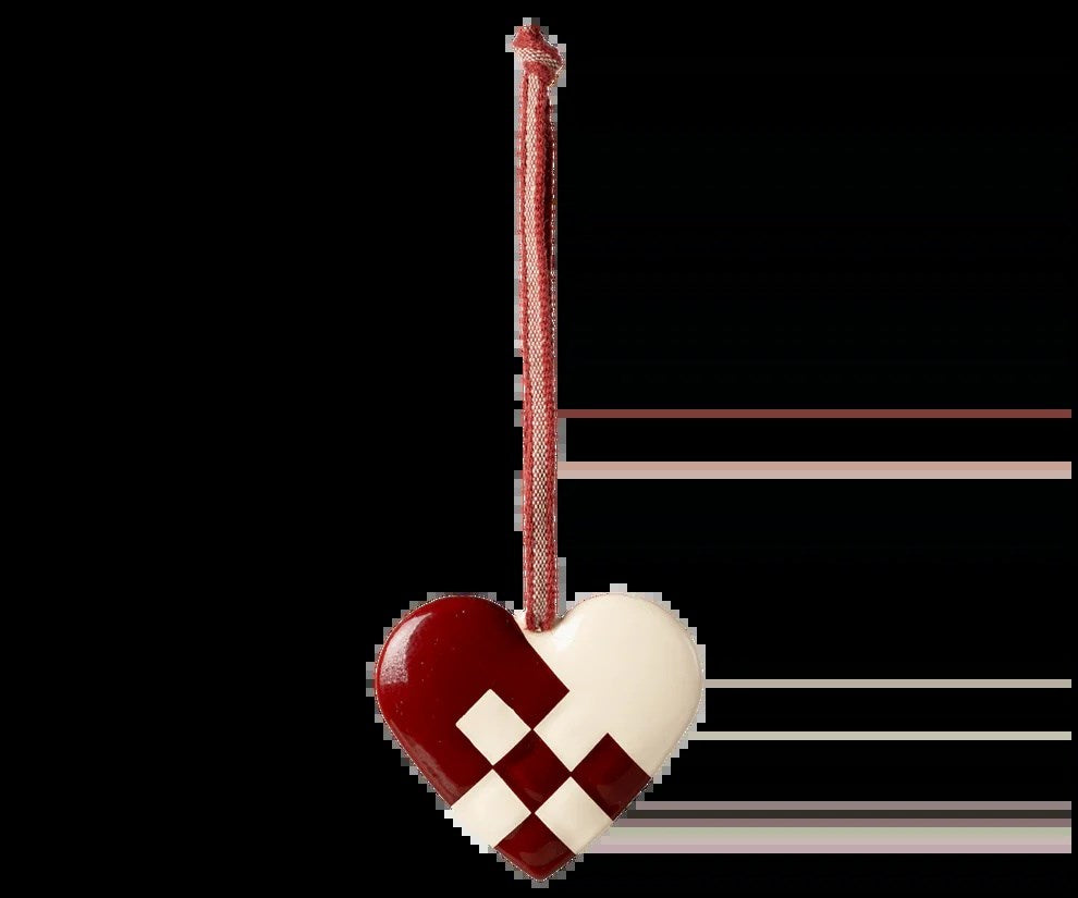 Maileg Metal ornament, Small heart - Red
