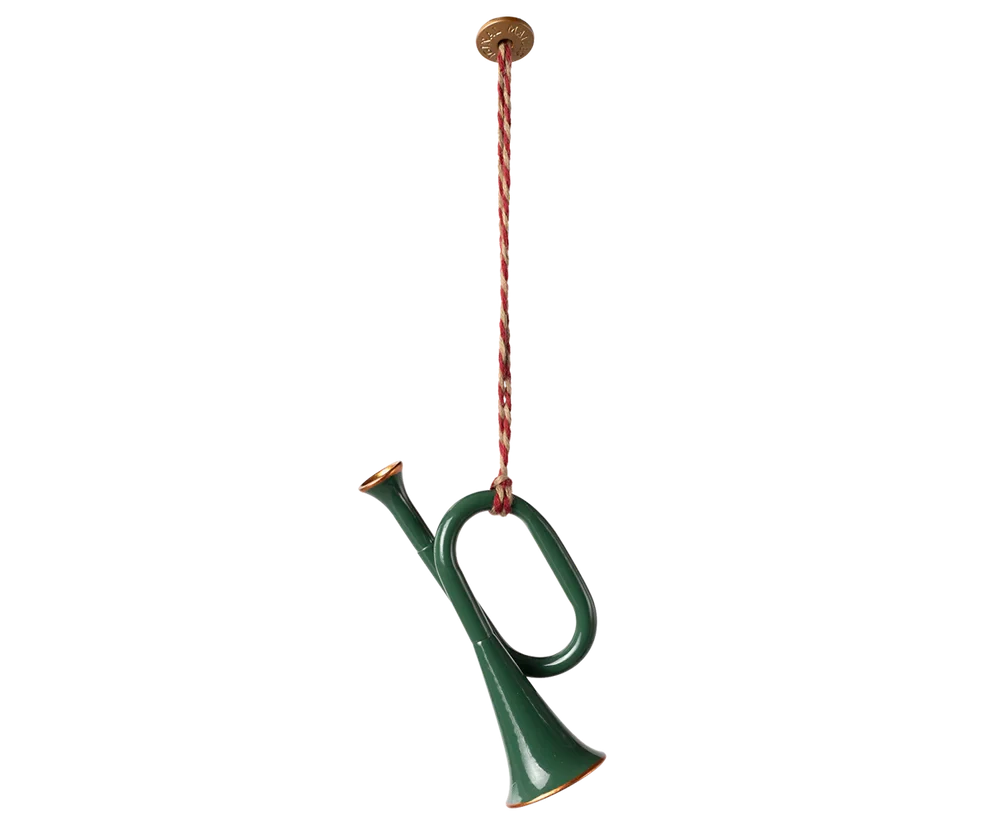 Maileg  Metal ornament, Trumpet - Dark green