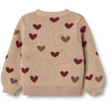 Wheat Offwhite Jacquard Cardigan Hearts