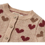 Wheat Offwhite Jacquard Cardigan Hearts