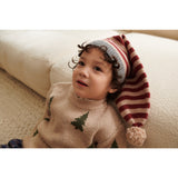 Wheat Red Stripe Knitted Christmas Hat