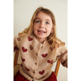 Wheat Offwhite Jacquard Cardigan Hearts