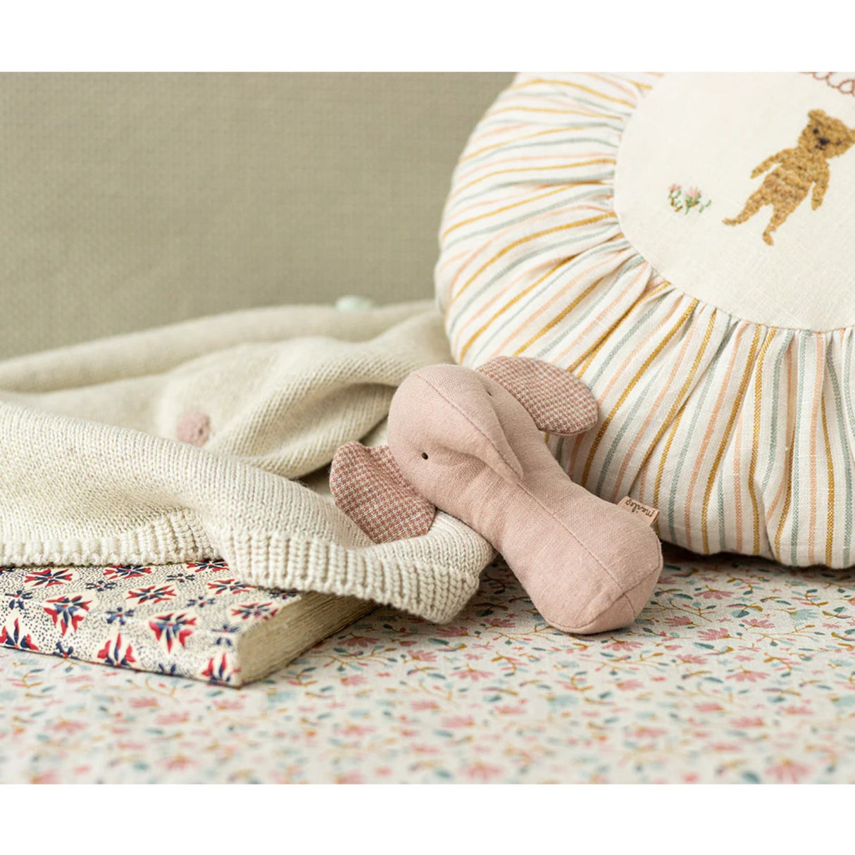 Maileg Lullaby friends, Elephant rattle - Rose