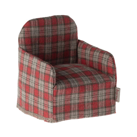 Maileg  Chair, Mouse - Red checker