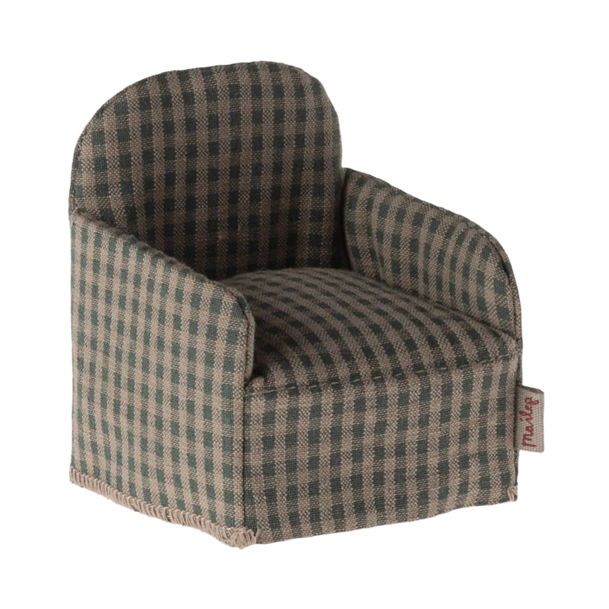 Maileg  Chair, Mouse - Green checker