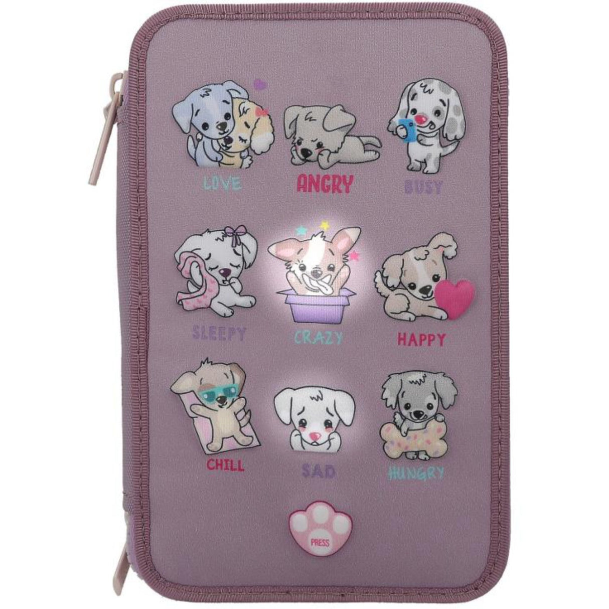 TOPModel  Trippel Pencil Case With LED Dogs Mood barometer