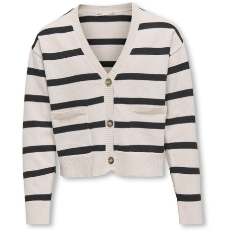 kids ONLY Birch Black Ama Stripe V-Neck Cardigan Knit