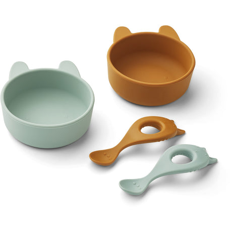 LIEWOOD Rabbit Mustard/Peppermint Mix Evan Dinner Set 2-Pack