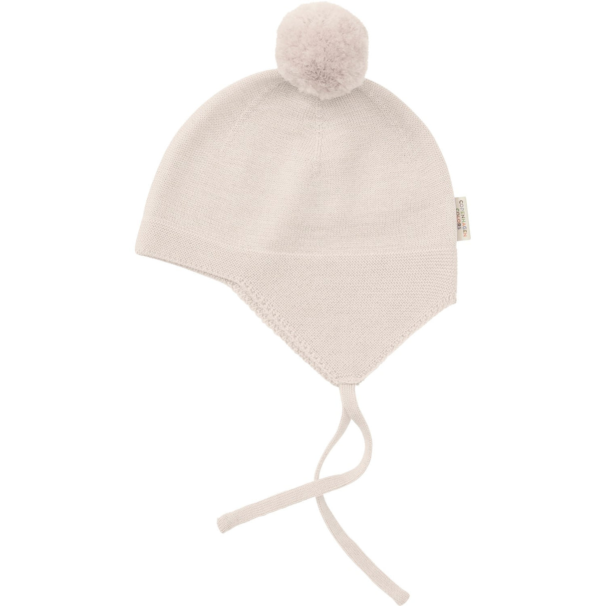 Copenhagen Colors Cream Merino Knitted Baby Bonnet W. Pompom