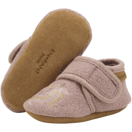 En Fant Bark Wool Slippers With Embroidery