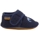 En Fant Navy Wool Slippers With Embroidery