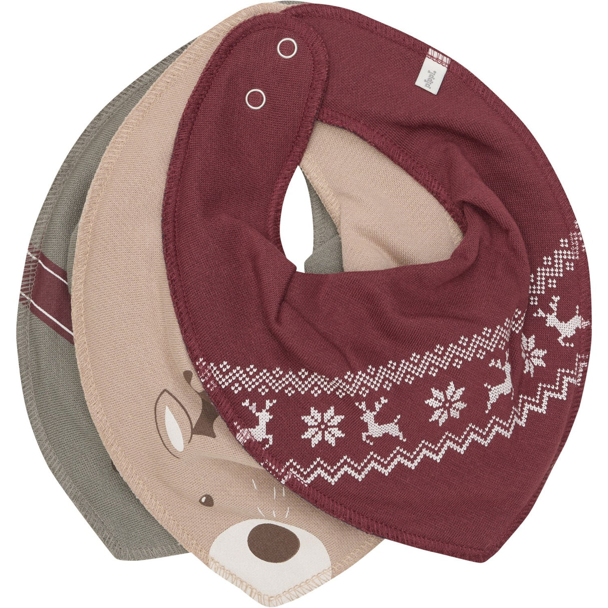 Pippi New Maroon Bandana Bib AOP 3-pack