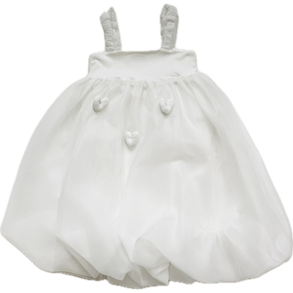 Dolly by Le Petit Tom White Dolly World Heart Balloon Organza Dress