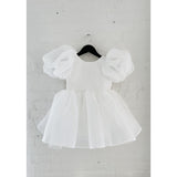 Dolly by Le Petit Tom White Dolly World V-Back Puff Sleeve Organza Tutu Dress