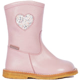 Angulus Mauve/Mauve Glitter Tex-Boot Med Hjerte Og Zipthrough