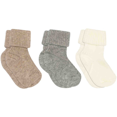 Mp Danmark Grey Melange Cotton rib baby socks - 3-pack