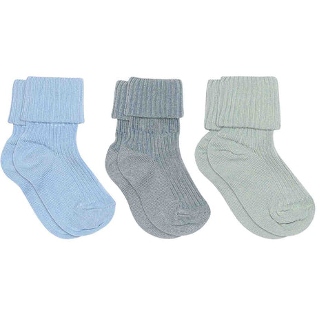 Mp Danmark Dusty Blue Cotton rib baby socks - 3-pack