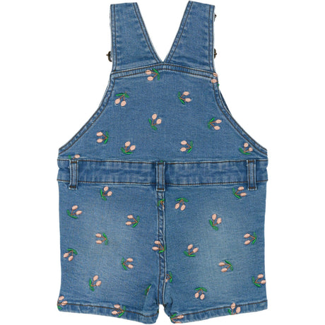 THE NEW Siblings Light Blue Denim Embroidery Ovia Short Denim Dungarees