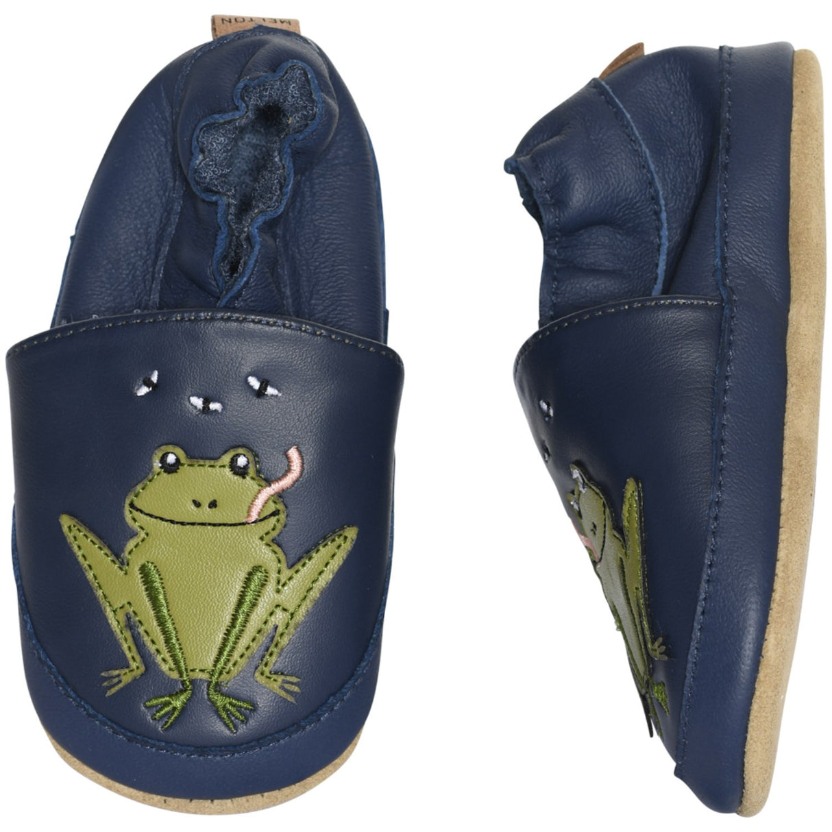 MELTON Navy Academy Frog leather slippers