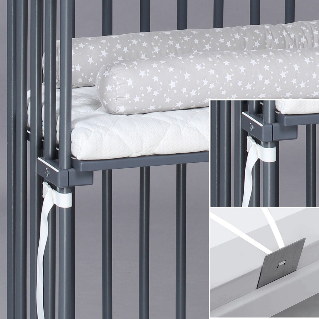 babybay® Grey Varnished Boxspring Co-Sleeper