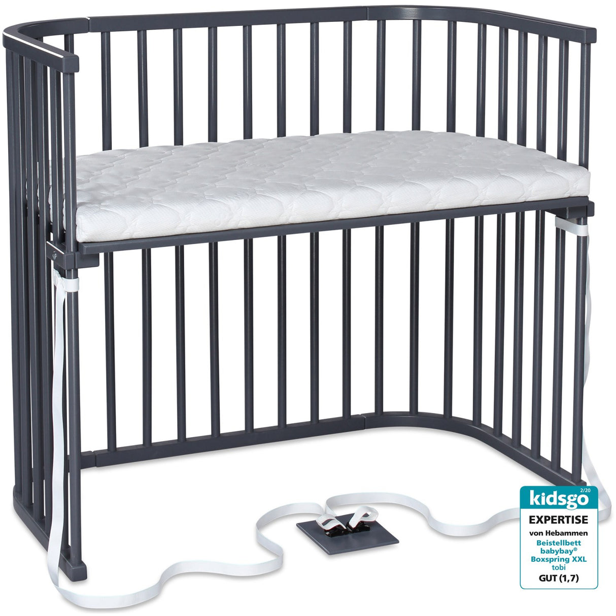babybay® Grey Varnished Boxspring Xxl Co-Sleeper