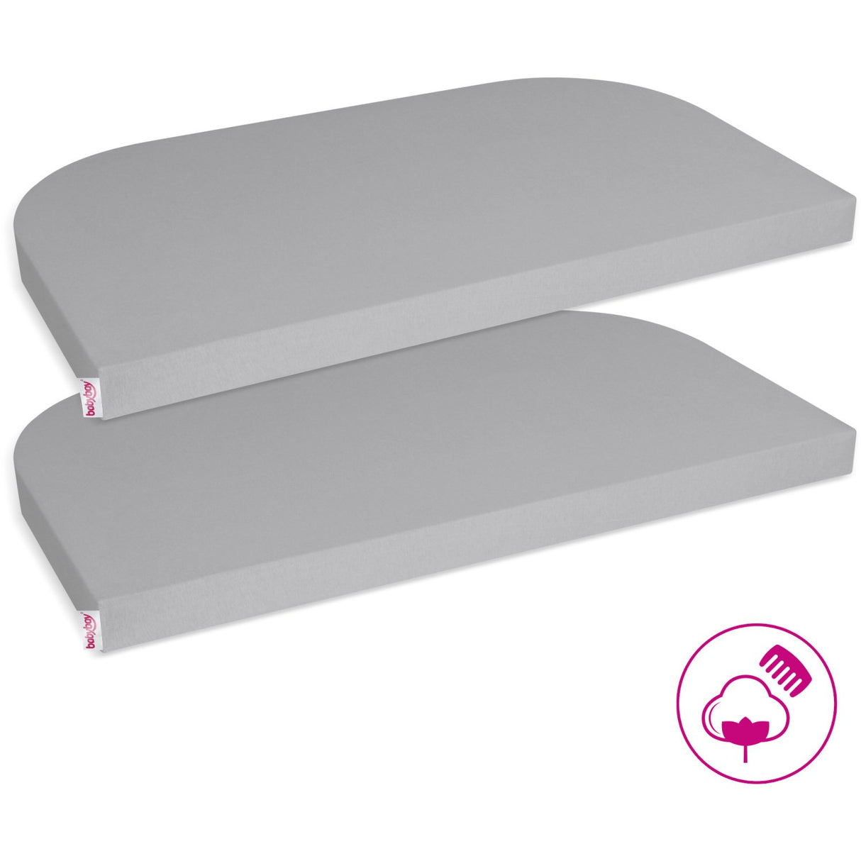 babybay® Grey Jersey Cover Deluxe Sheet 2-Pack Maxi, Midi, Boxspring, Comfort And Comfort Plus