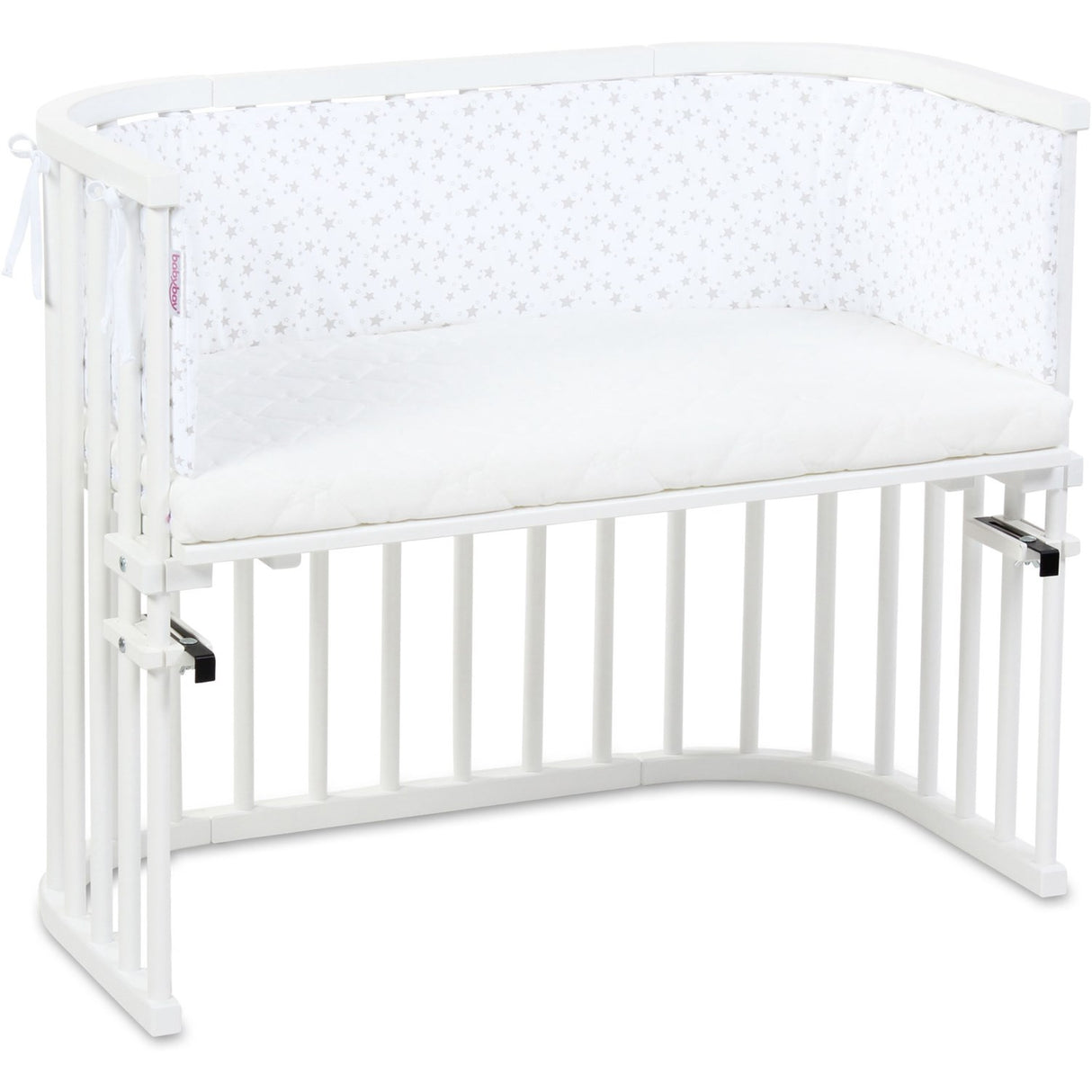 babybay ® White Stars Pearl Grey Bed Bumper Pique