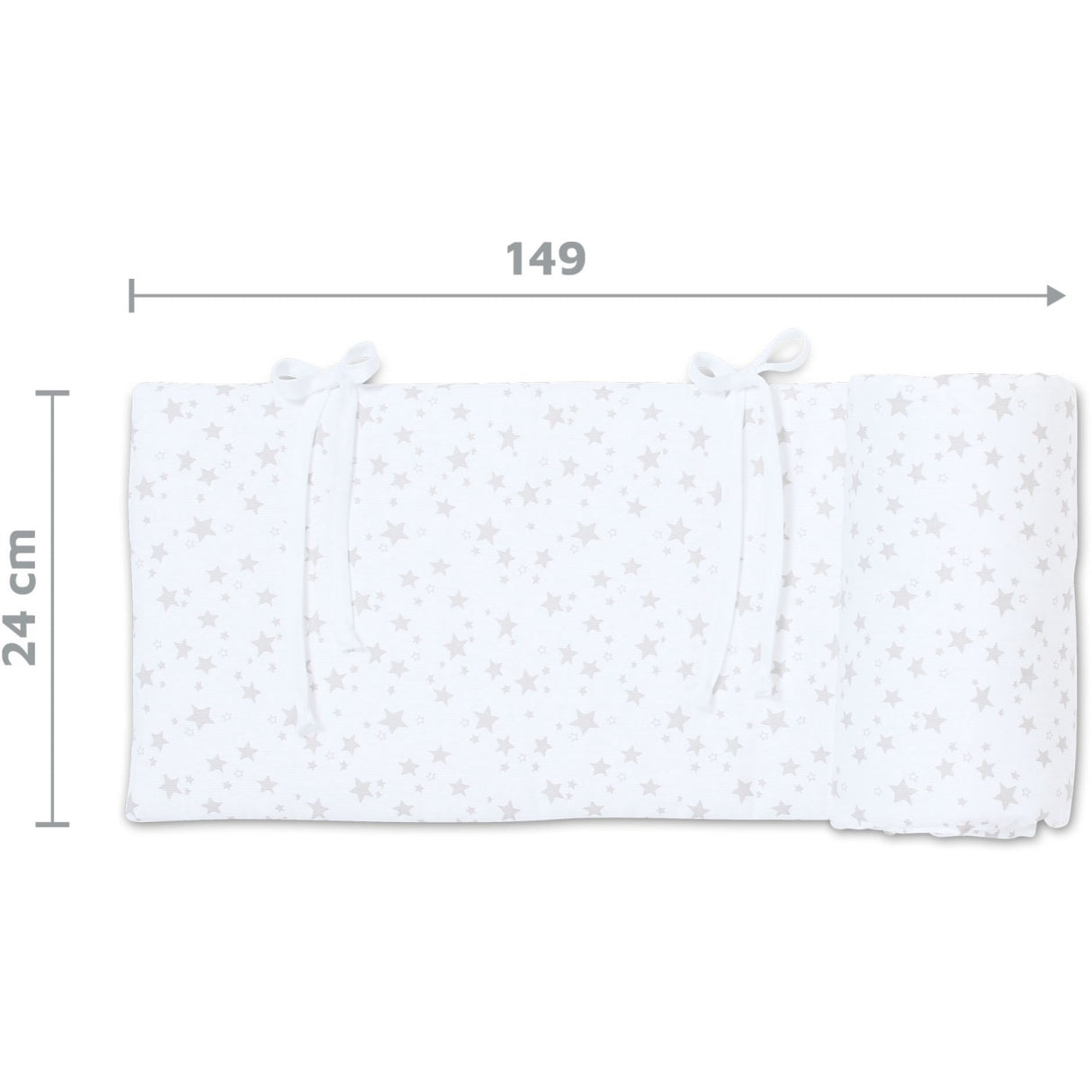 babybay ® White Stars Pearl Grey Bed Bumper Pique