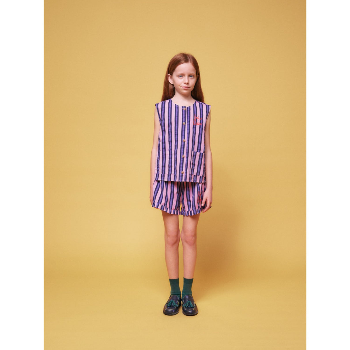 Bobo Choses Pink Stripes All Over Sleevless Shirt