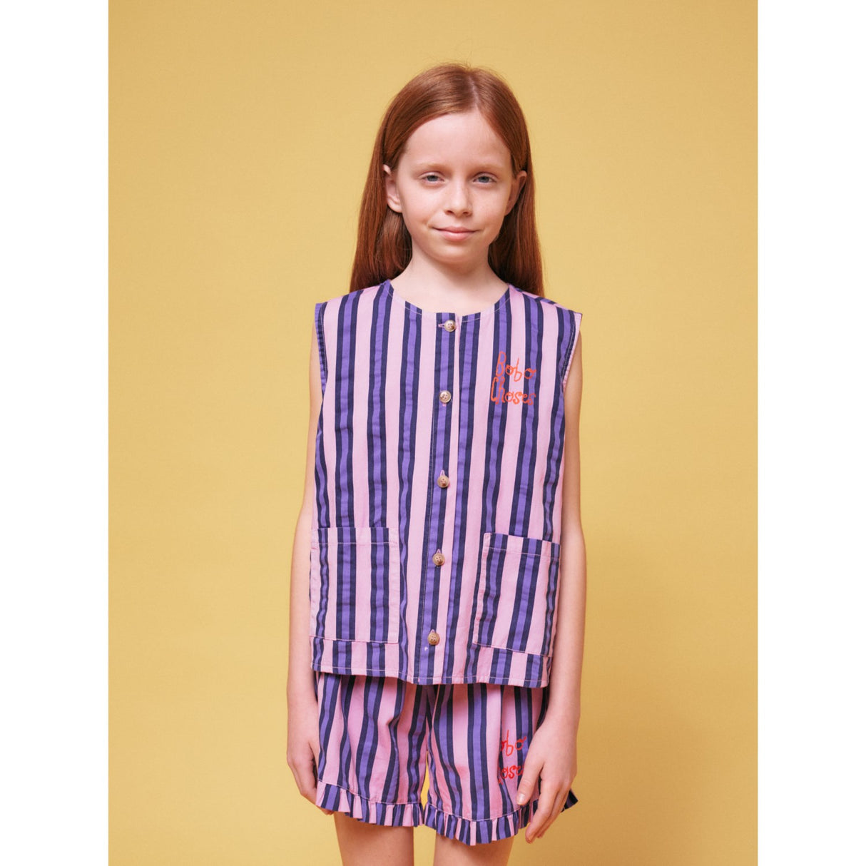 Bobo Choses Pink Stripes All Over Sleevless Shirt