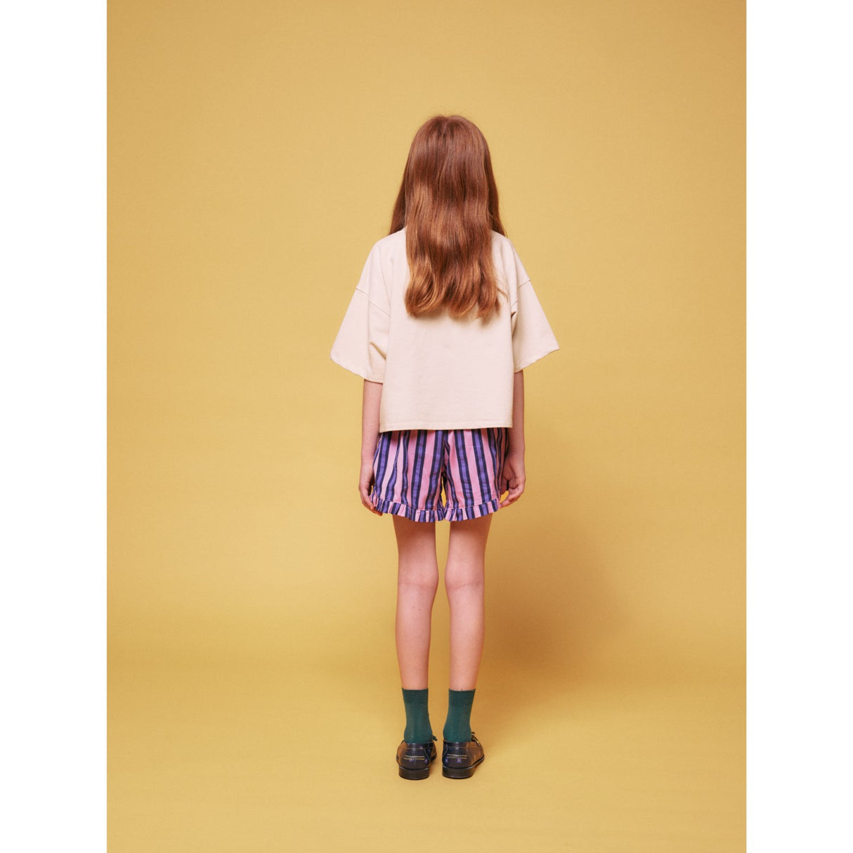 Bobo Choses Pink Stripes All Over Ruffle Shorts