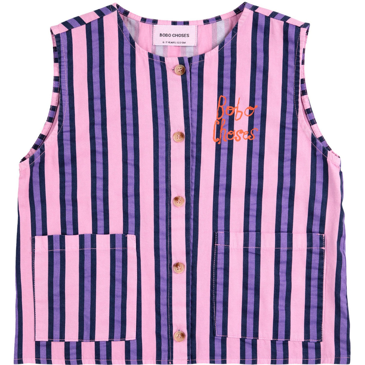 Bobo Choses Pink Stripes All Over Sleevless Shirt