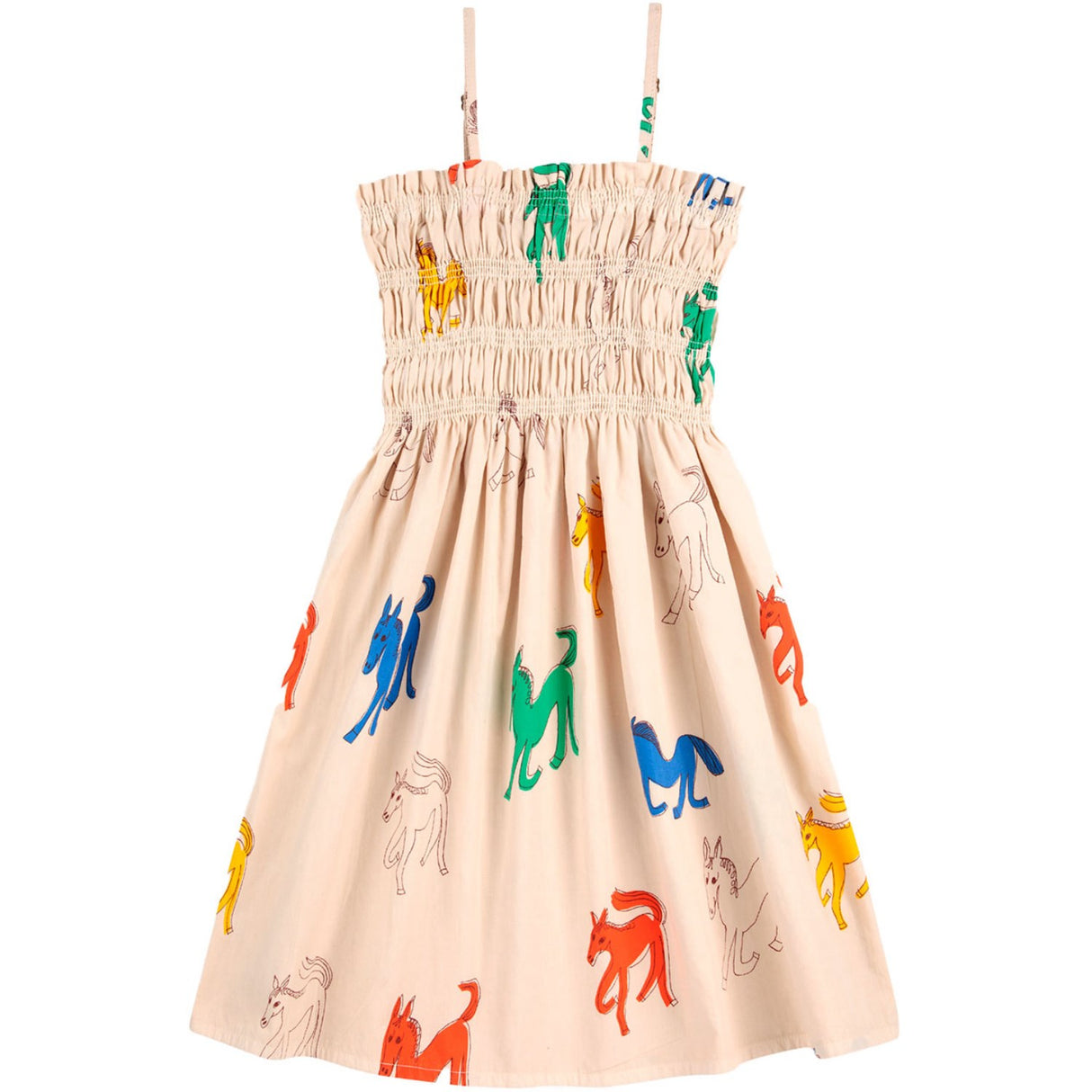 Bobo Choses Beige Wonder Horses All Over Sleevless Strap Dress