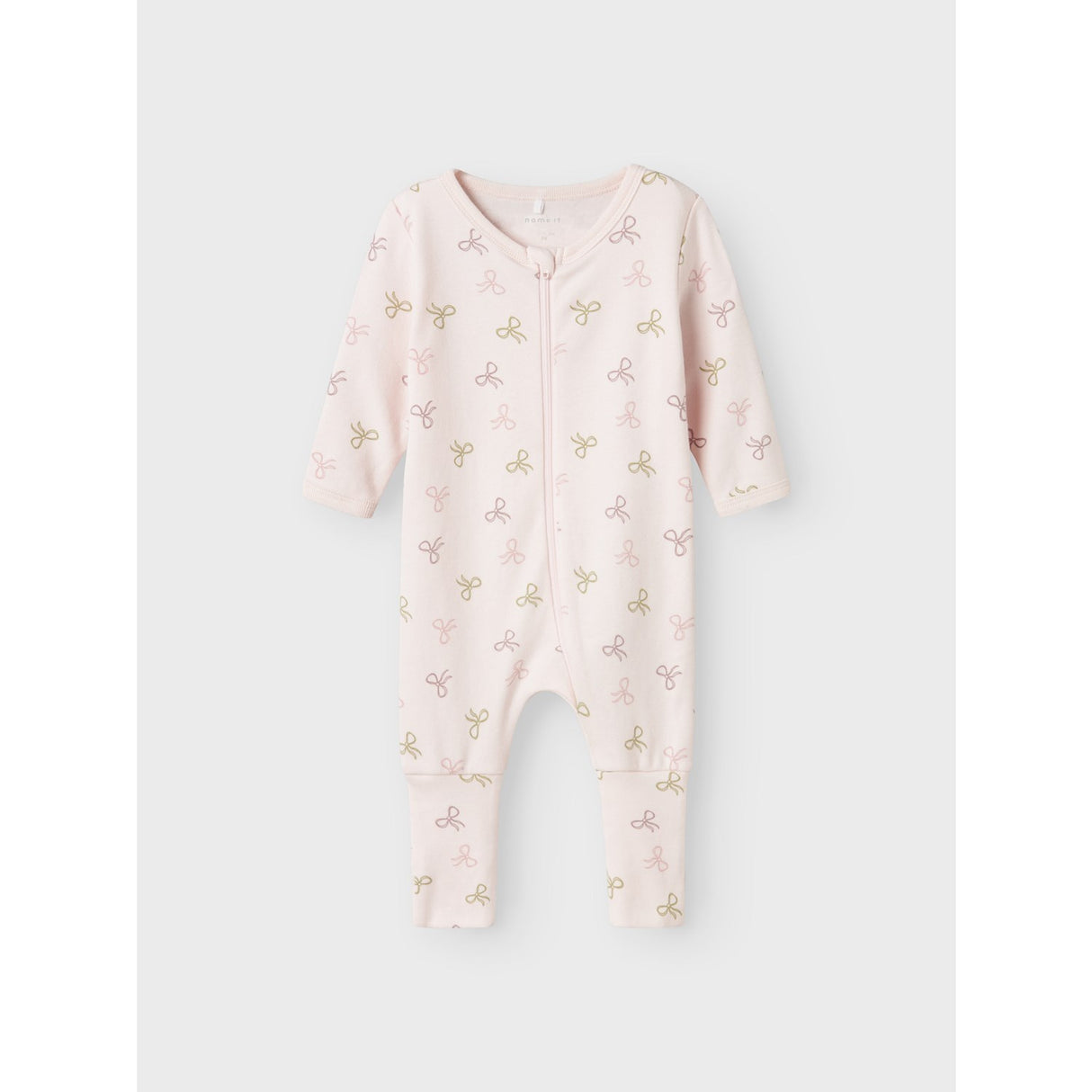 Name It Barely Pink Nightsuit 2-pack Zip Pink Bow Noos