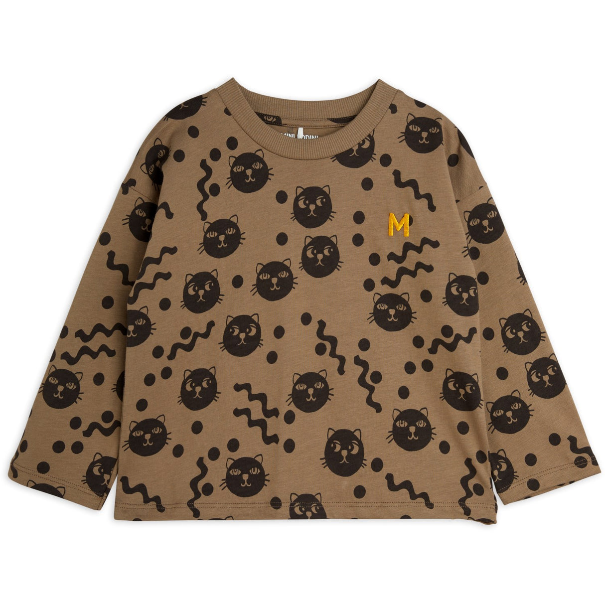 Mini Rodini Brown Squiggly Cats AOP Blouse