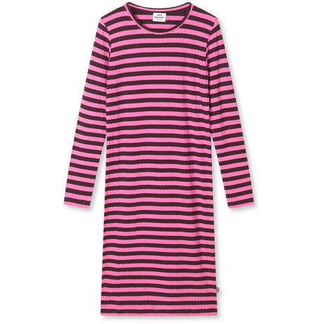 Mads Nørgaard Plum Perfect/Carmine Rose 5X5 Classic Stripe Dubina Dress