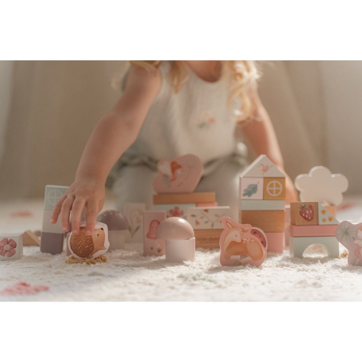 Little Dutch Fairy Garden Pink Building Blocks Wood