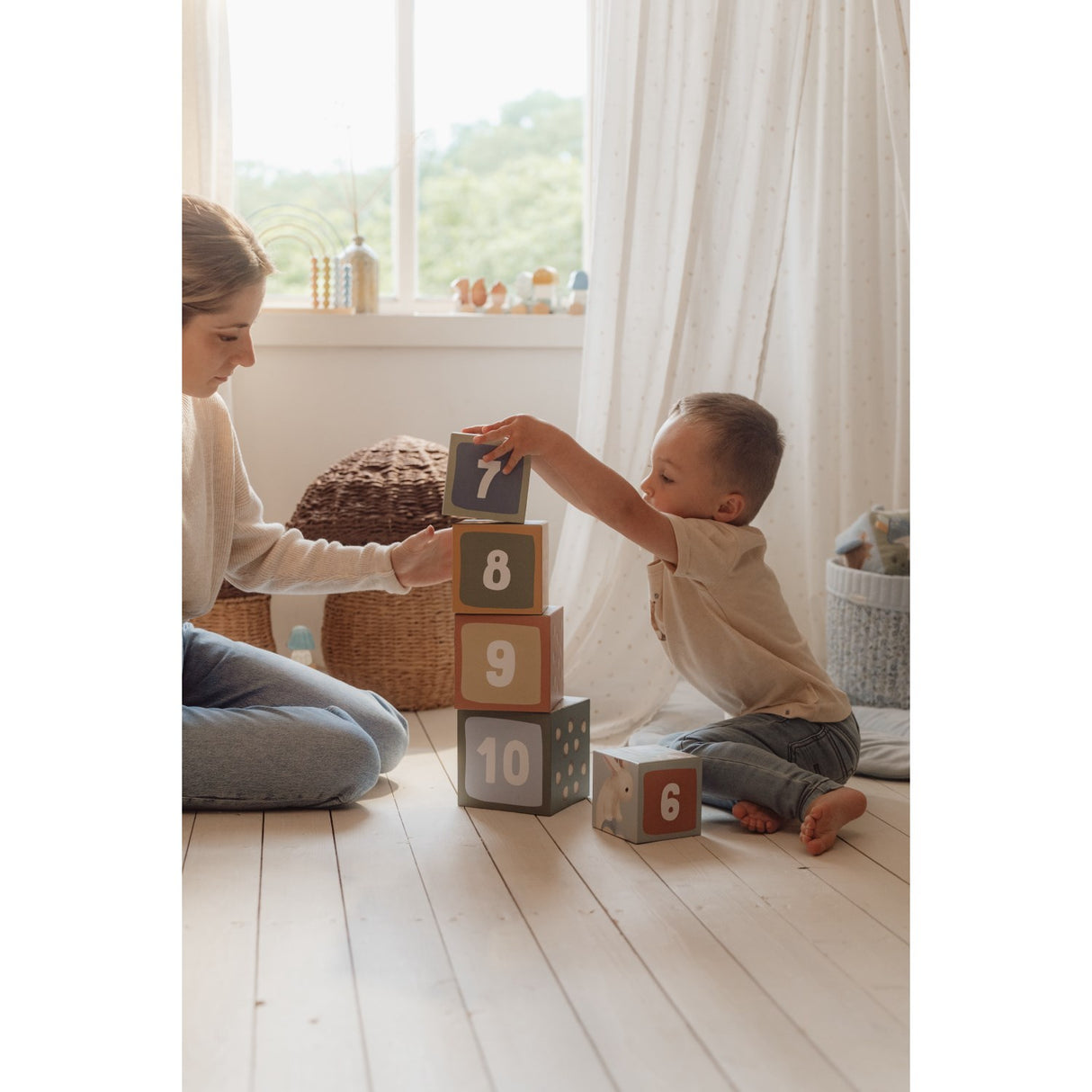 Little Dutch Forest Friends Blue Stacking Blocks Cardboard